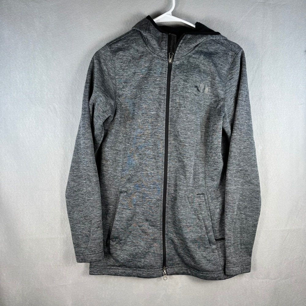 The North Face Womens Grey Heathered Fleece Lined Full Zip Hoodie Jacket Small